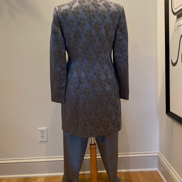 Kate Hill Womens Set Blue Print Long Blazer Satin Blue Pant/Jacket 4/Pant6 - Picture 15 of 15